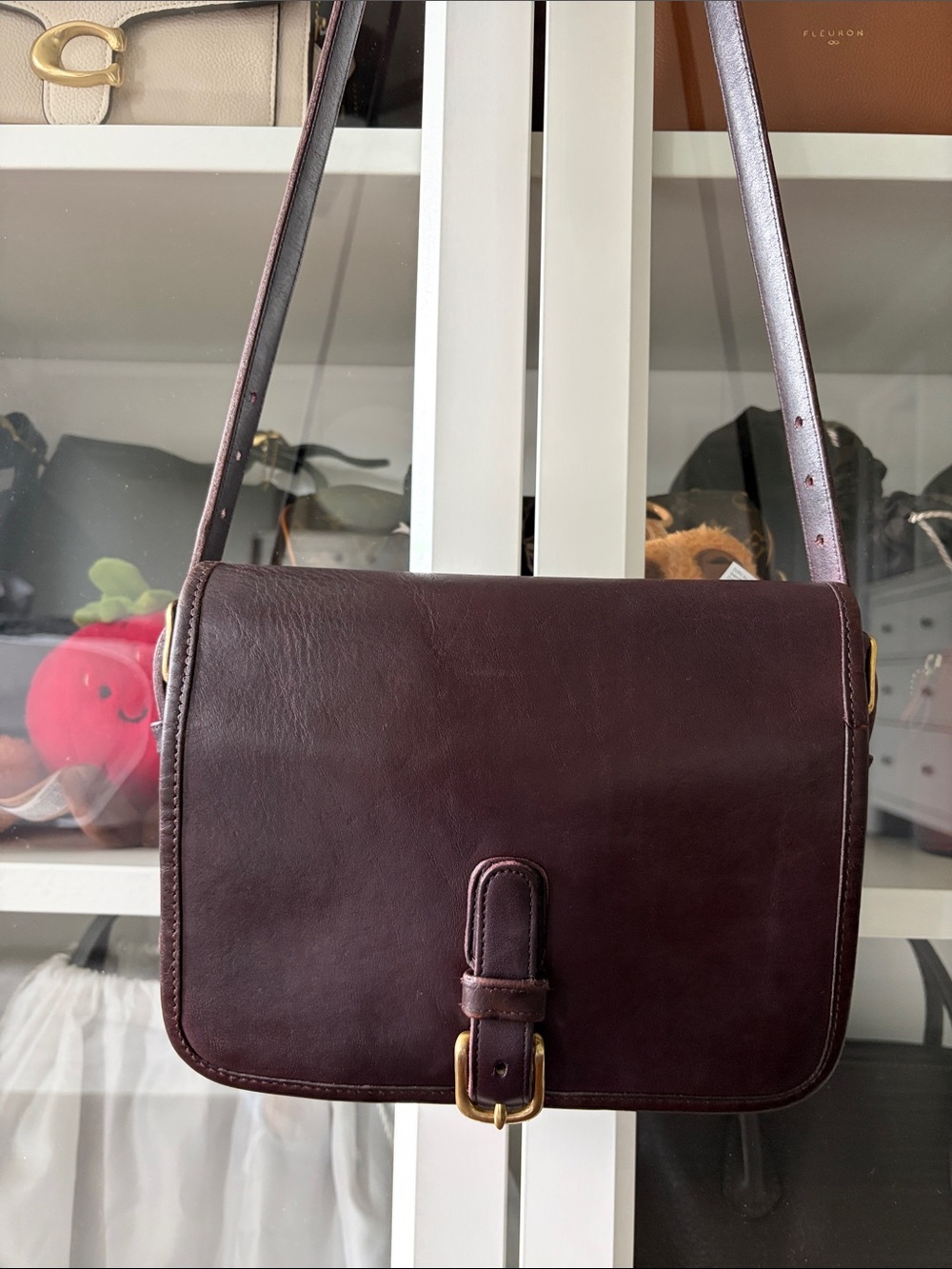 Vintage Coach No 9590 Saddle Pouch Medium Made in New York City RARE Burgundy